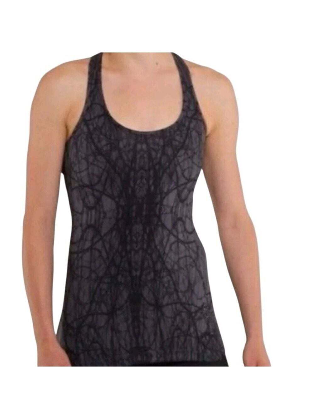 lululemon athletica cool racerback tank Black graffiti Patterned Tank Top Size 8